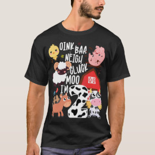 Oink Baa Neigh Cluck Moo Im Two Bauer Birthday Fa T-Shirt