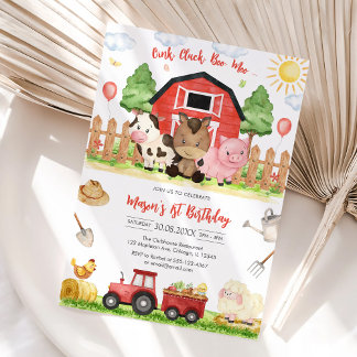 Oink Baa Quack Moo Farm Animals Birthday Einladung
