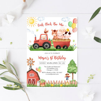 Oink Baa Quack Moo Farm Animals Birthday Einladung