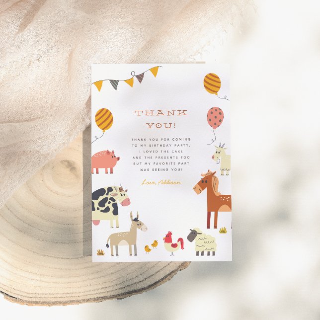 Oink Baa Quack Moo Farm Animals Birthday Party Dankeskarte (Von Creator hochgeladen)