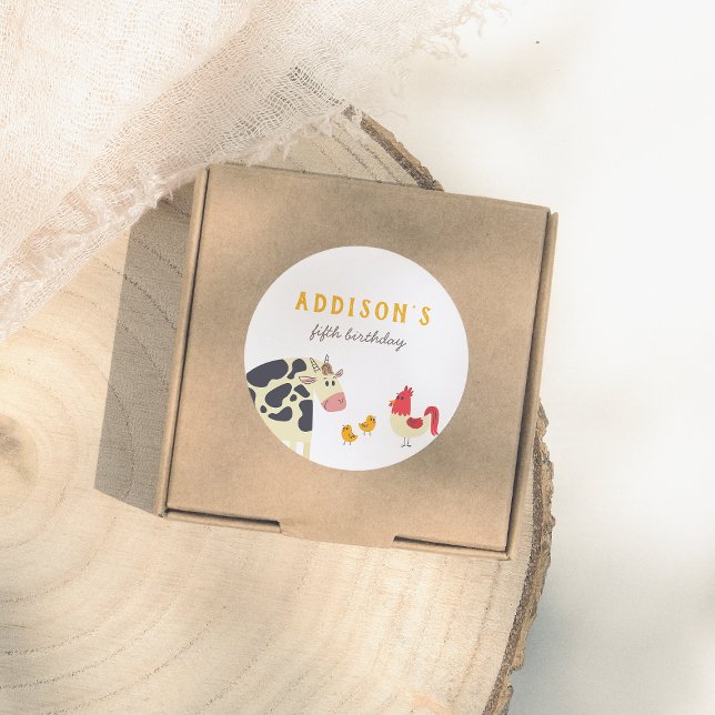 Oink Baa Quack Moo Farm Animals Birthday Party Runder Aufkleber (Von Creator hochgeladen)