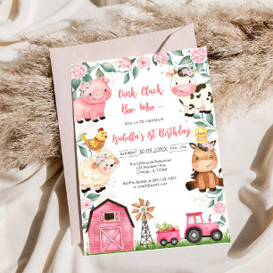 Oink Baa Quack Muh Bauernhof Tiere Geburtstag Einladung