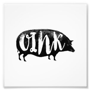 OINK Lustiges Vintage-Schwein Fotodruck