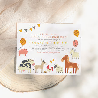 Oink Moo Cock-a-doodle-doo Fun Farm Geburtstagspar Postkarte