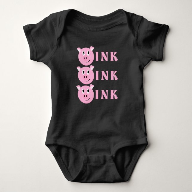 OINK! Niedlich Little Pink Cartoon Pig Girls Piggy Baby Strampler (Vorderseite)