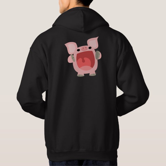 "OINK!!!" Niedlicher Cartoon Pig Hoodie (Rückseite)