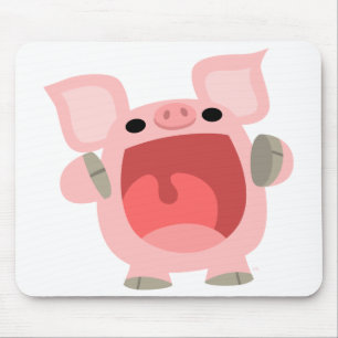 "OINK!!!" Niedliches Cartoon-Schwein Mousepad