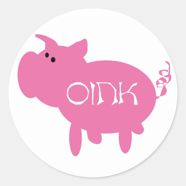 Oink Pink Pig Runder Aufkleber (Vorderseite)