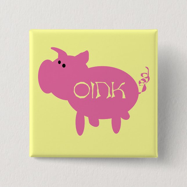 Oink rosa Schwein-T-Shirts und Geschenke Button (Vorderseite)