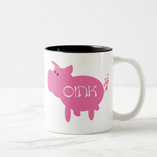 Oink rosa Schwein-Tasse Zweifarbige Tasse