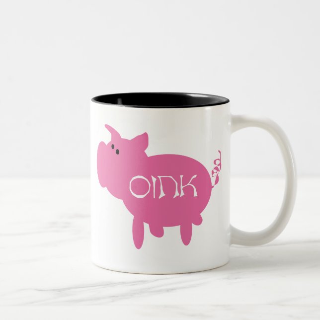 Oink rosa Schwein-Tasse Zweifarbige Tasse (Rechts)