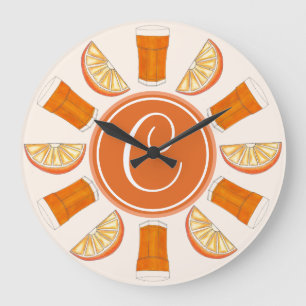 OJ Orange Juice Fruit Kitchen Breakfast Nook Große Wanduhr