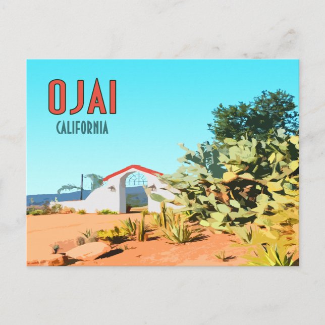 Ojai California Sukkulente Kaktus Vintag Postkarte (Vorderseite)
