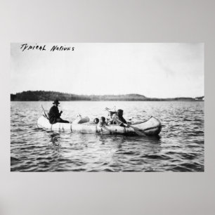 Ojibwa-Amerikanische Ureinwohner überqueren See in Poster