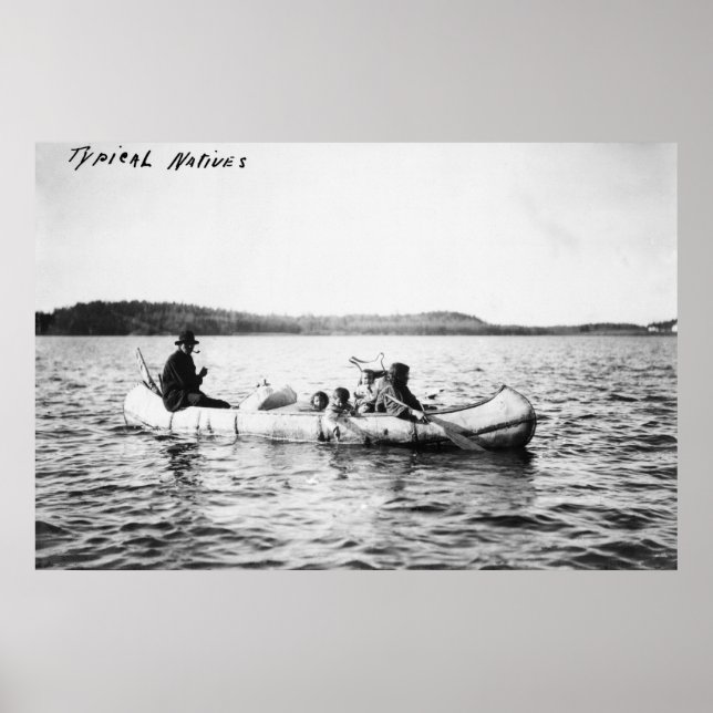 Ojibwa-Amerikanische Ureinwohner überqueren See in Poster (Vorne)