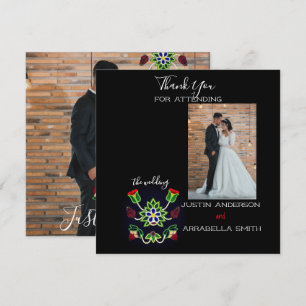 Ojibwe-Blumen-Erdbeere-Schwarz-Dankeschön-Hochzeit Dankeskarte