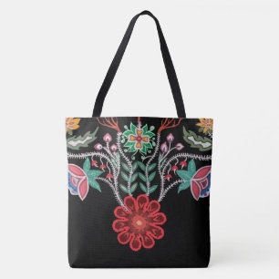 Ojibwe Firekeepers Floral Motif Black
