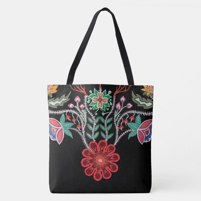 Ojibwe Firekeepers Floral Motif Black (Vorderseite)