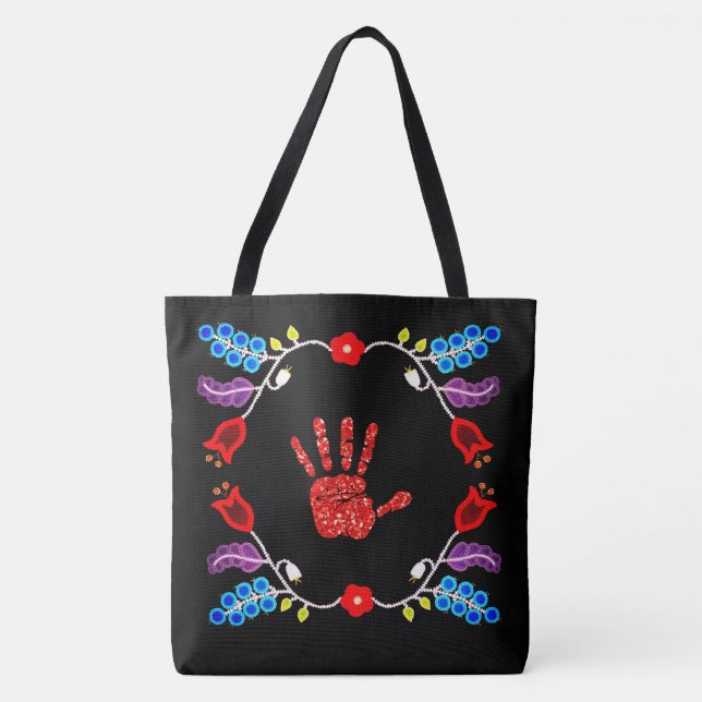 Ojibwe Floral Motif MMIW Black (Vorderseite)