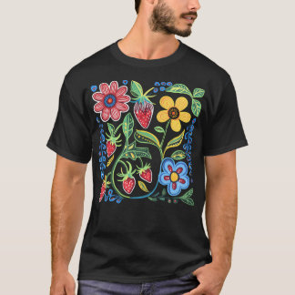 Ojibwe Floral Pattern Native Blume T-Shirt