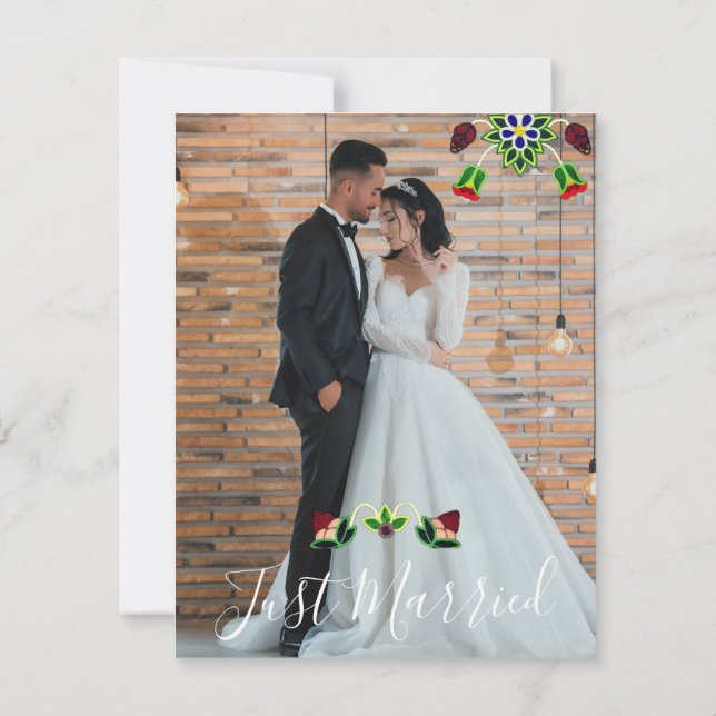 Ojibwe Floral Strawberry Black Thank You Wedding Einladung (Rückseite)
