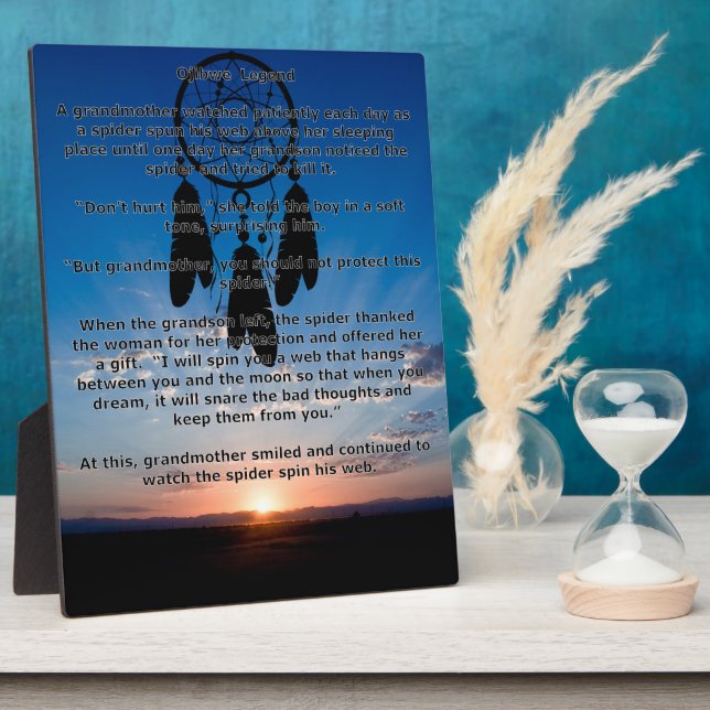 Ojibwe Legend Dreamcatcher Plaque Fotoplatte (Seite)
