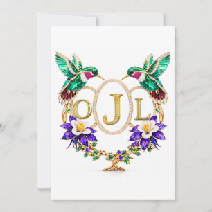OJL Kolibri-Hochzeit Benutzerdefinierte Buchstaben Einladung
