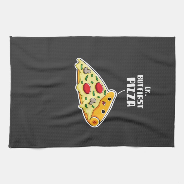 Ok, aber erste Pizza Geschirrtuch (Horizontal)