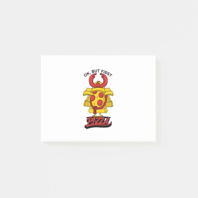Ok, aber erste Pizza Post-it Klebezettel (Vorderseite)