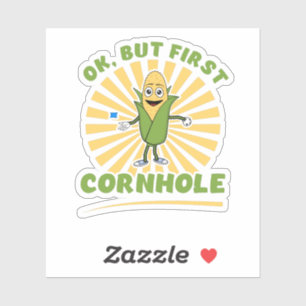 Ok, aber First Cornhole - Funny Cornhole Players Aufkleber