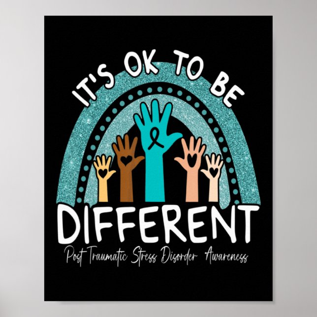 Ok be Different Rainbow Aquamarin Ribbon Warrior P Poster (Vorne)