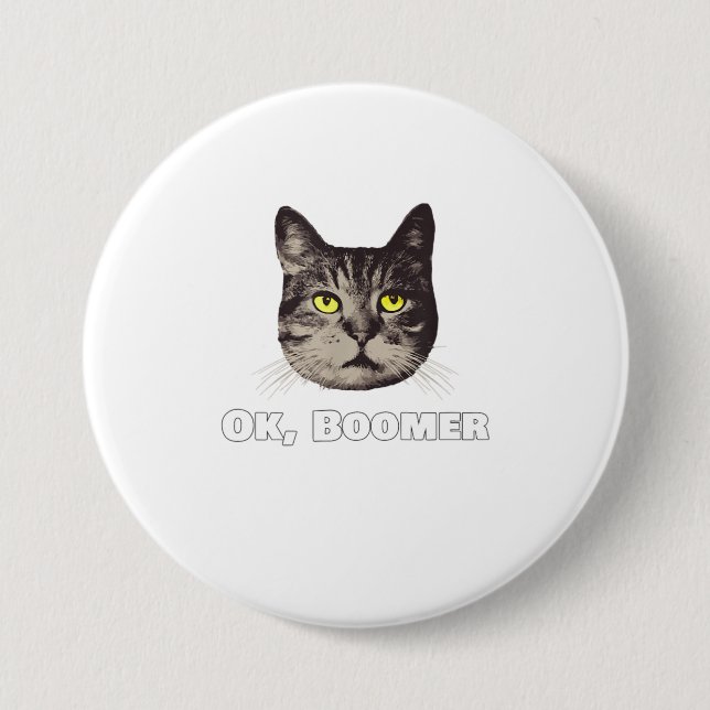 Ok Boomer Cat Shirt Millennial Cat Geschenk Oka Button (Vorderseite)