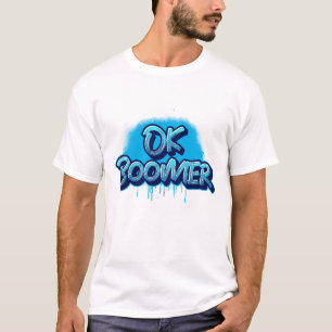 Ok Boomer in Blue Graffiti T-Shirt