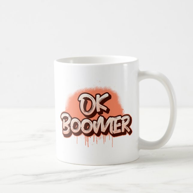 Ok Boomer in roter Graffiti Kaffeetasse (Rechts)