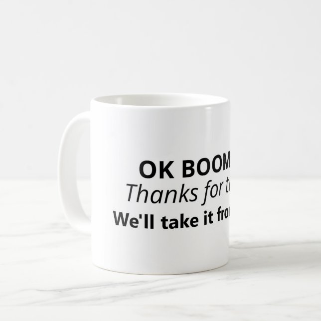 OK Boomer Meme Variation Kaffeetasse (Vorderseite Links)