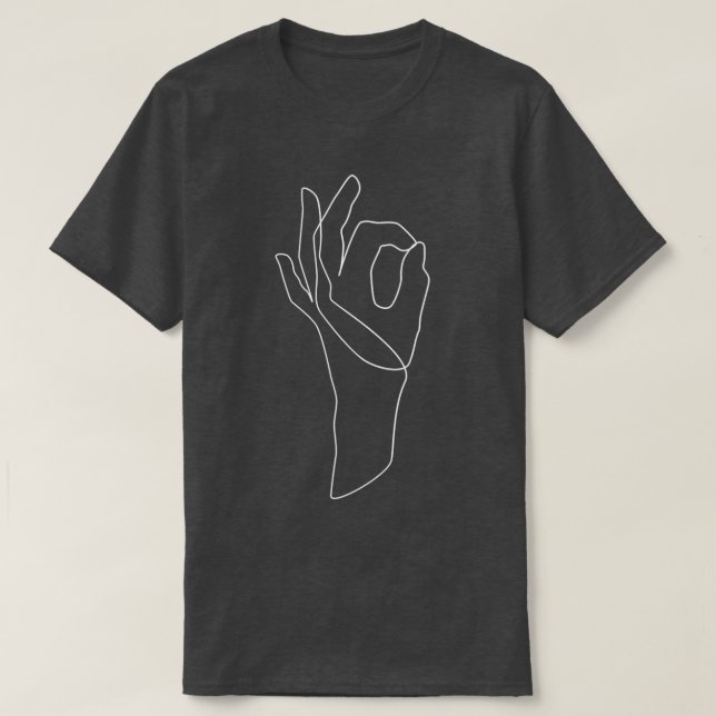 OK Hand Gesture Line Schwarz/Weiß T-Shirt (Design vorne)