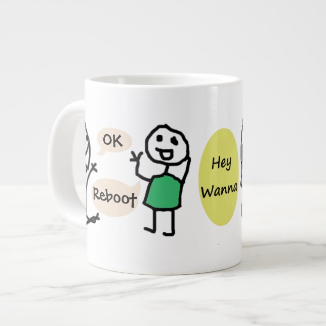 OK-Neustart & Go Away Jumbo-Tasse von RoseWrits (Vorderseite Links)