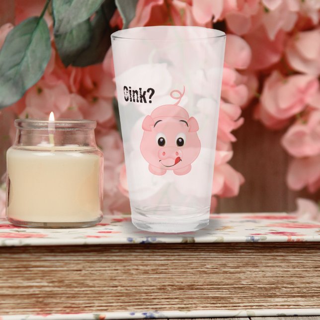 "Ok?" Niedlich rosa Pig Glas (Von Creator hochgeladen)
