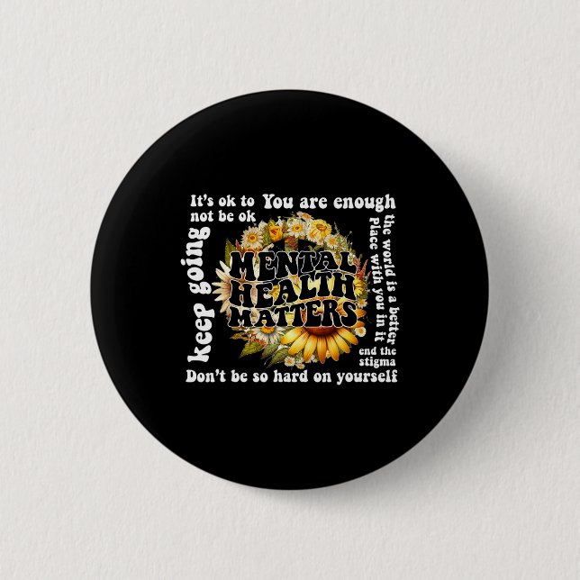 Ok Sunflower Mental Health Problems a Button (Vorderseite)