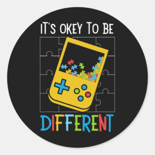 Ok to be Different Video Game Controller Autismus  Runder Aufkleber