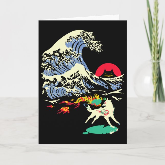 Okami Amaterasu Sun God Wolf The Great Wave Video Karte (Vorderseite)