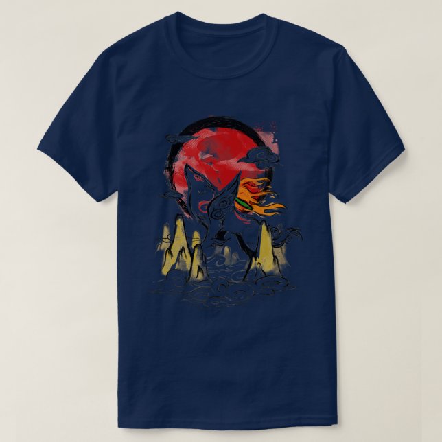 Okami Japanischer Ink Schöner Geist Wolf Video Gam T-Shirt (Design vorne)