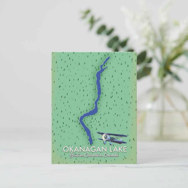 Okanagan Lake British Columbia Kanada Karte (Stehend Vorderseite)