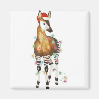 Okapi beleuchtet Weihnachtsmannmütze frohe Weihnac Magnet