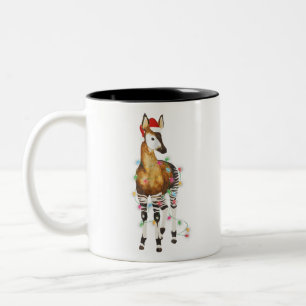 Okapi beleuchtet Weihnachtsmannmütze frohe Weihnac Zweifarbige Tasse