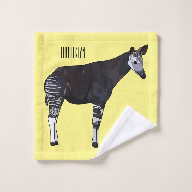 Okapi cartoon Illustration Badhandtuch Set (Waschlappen)