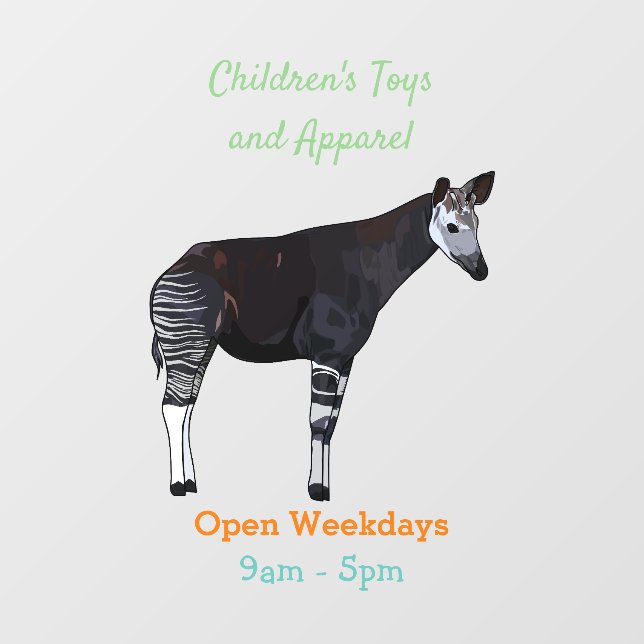 Okapi cartoon Illustration Fensteraufkleber (Blatt)