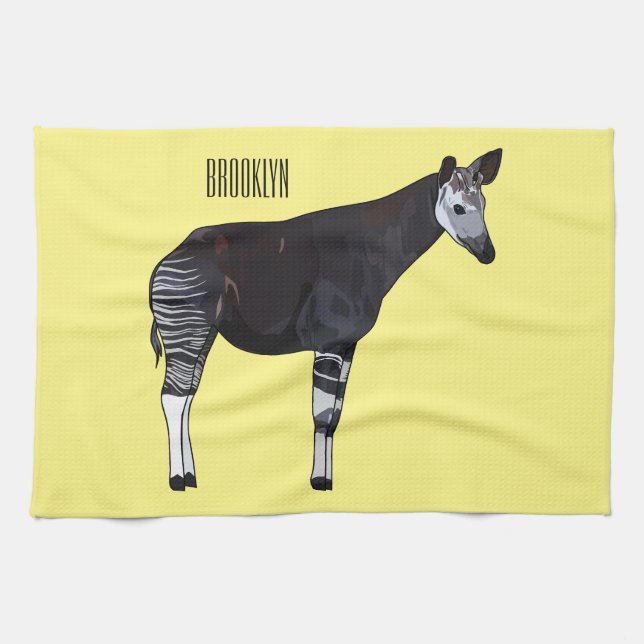 Okapi cartoon Illustration Geschirrtuch (Horizontal)
