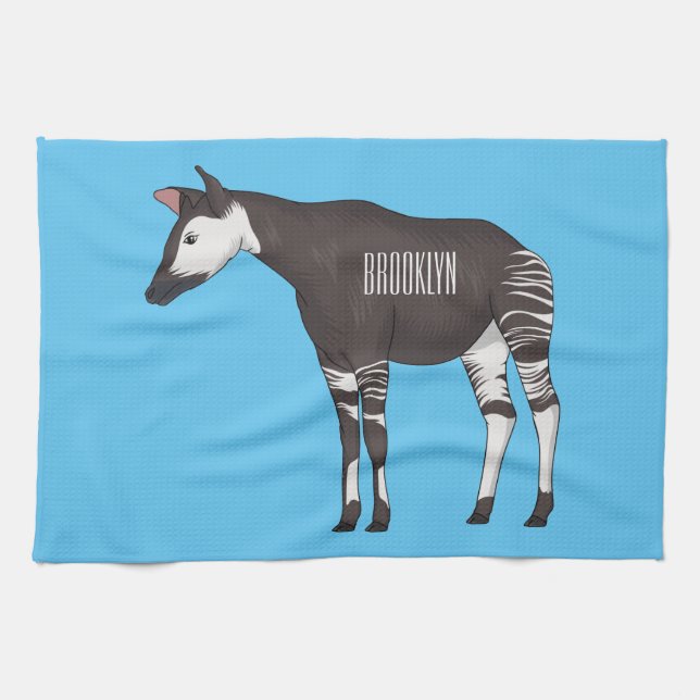 Okapi cartoon illustration  geschirrtuch (Horizontal)