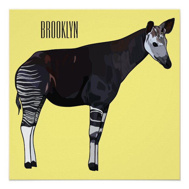 Okapi Cartoon-Illustration Poster (Vorderseite)